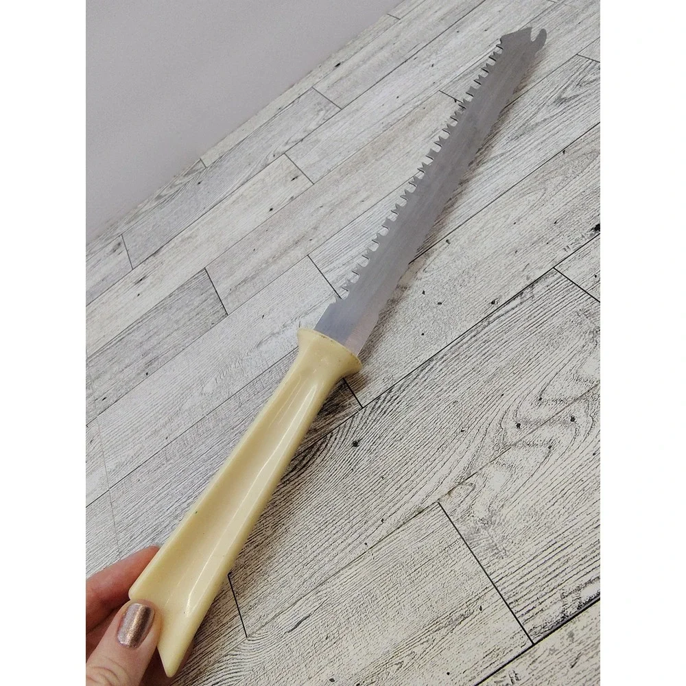 Vintage Quikut Quikkle Stainless Double Sided Carving Knife Serrated Bakelite‎